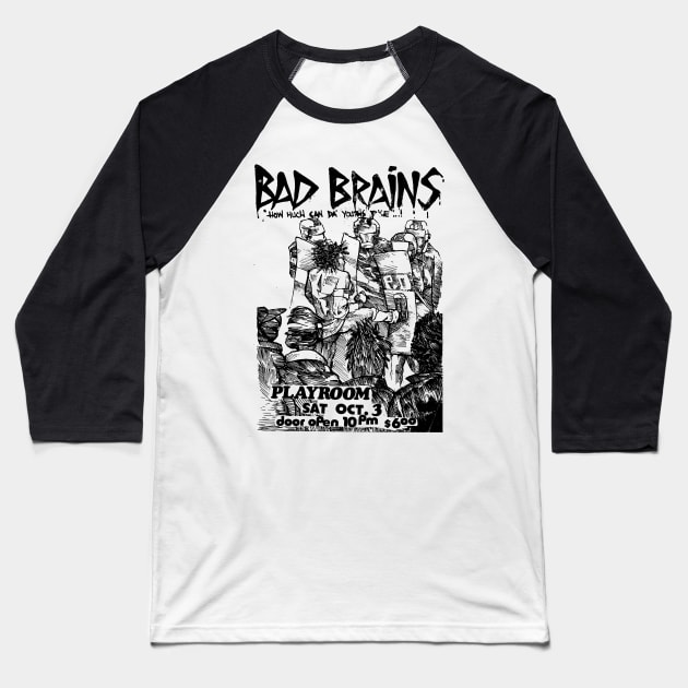 Bad Brains Punk Flyer Baseball T-Shirt by Punk Flyer Archive